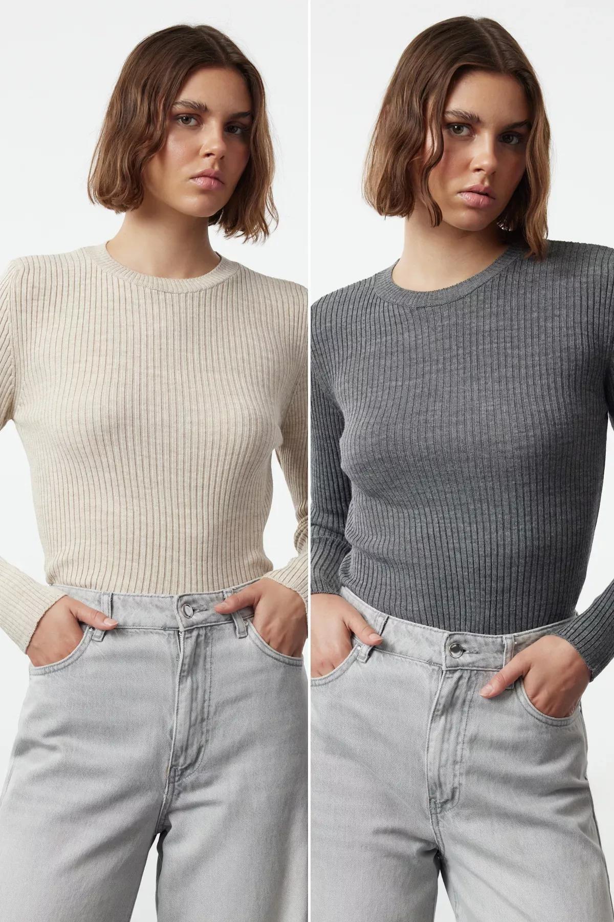 Multicolour Double Pack Knitted Sweater, C101_2459, large image number 0