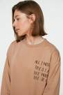 Trendyol - Beige Printed Sweatshirt