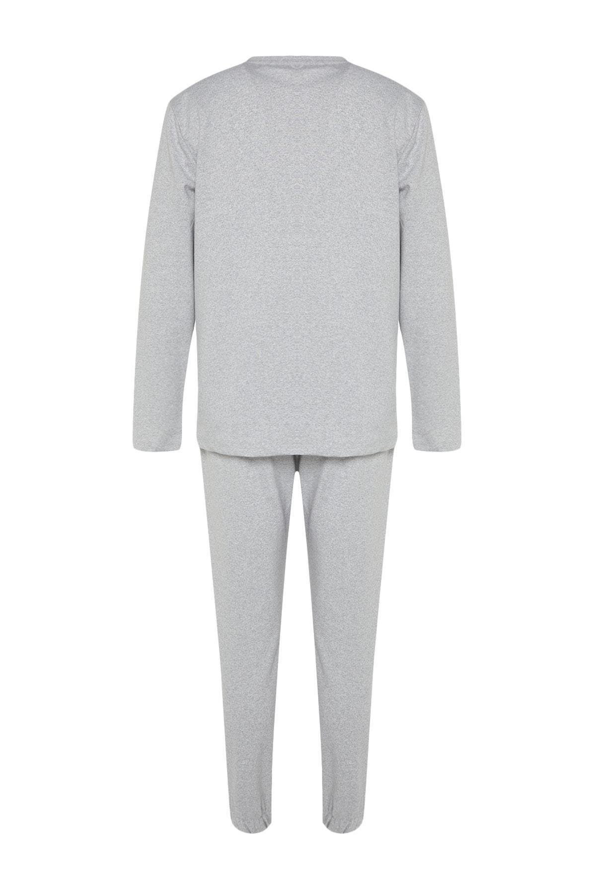 Grey Plain Mid Waist Pajama Set, , large image number 8