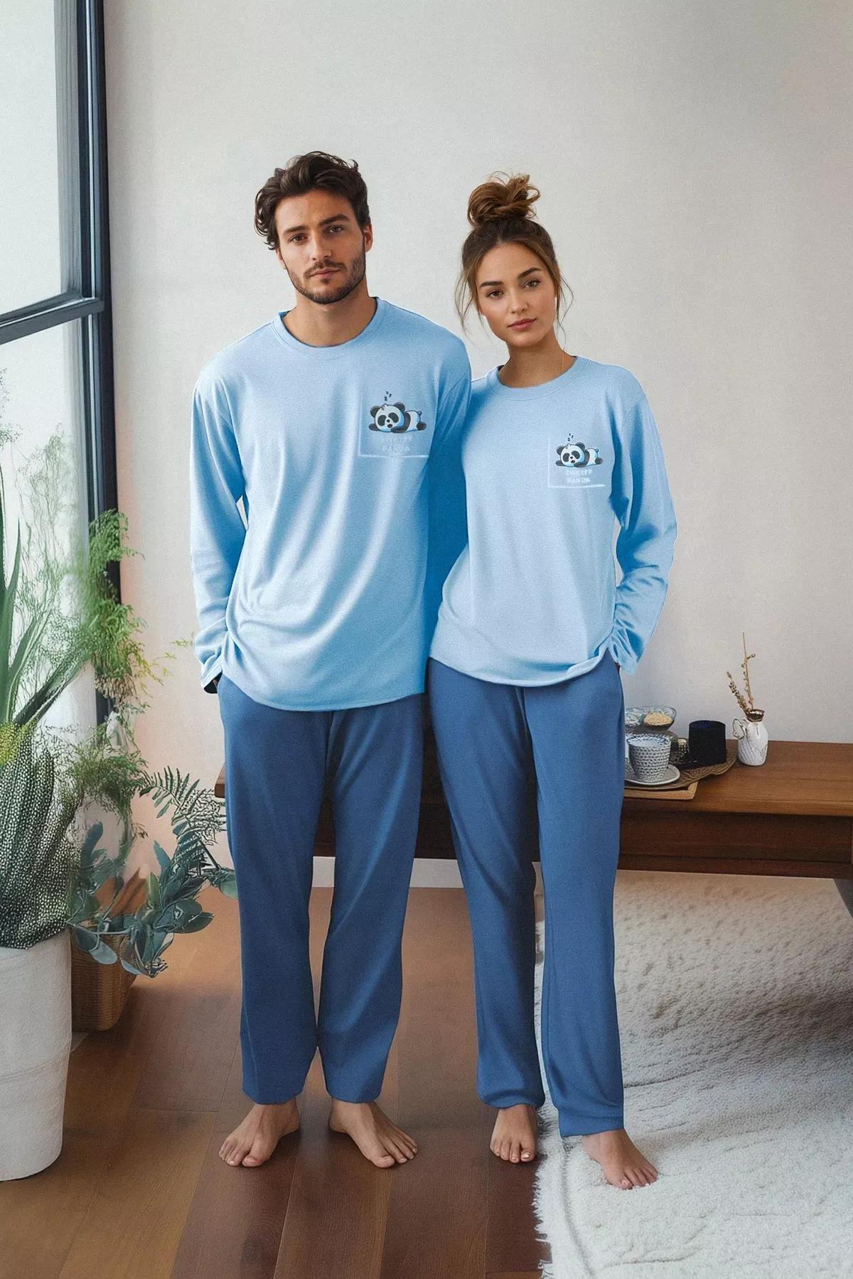 Blue - Blue Mens Regular Fit Pajama Set, Blue, large image number 1