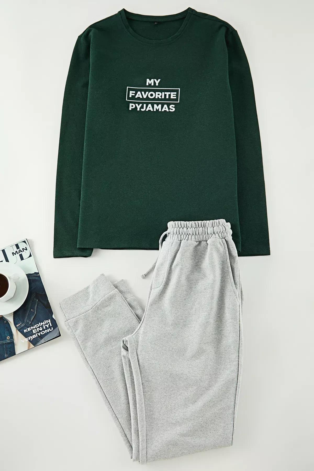 Green Regular Printed Pajama Set, , large image number 0