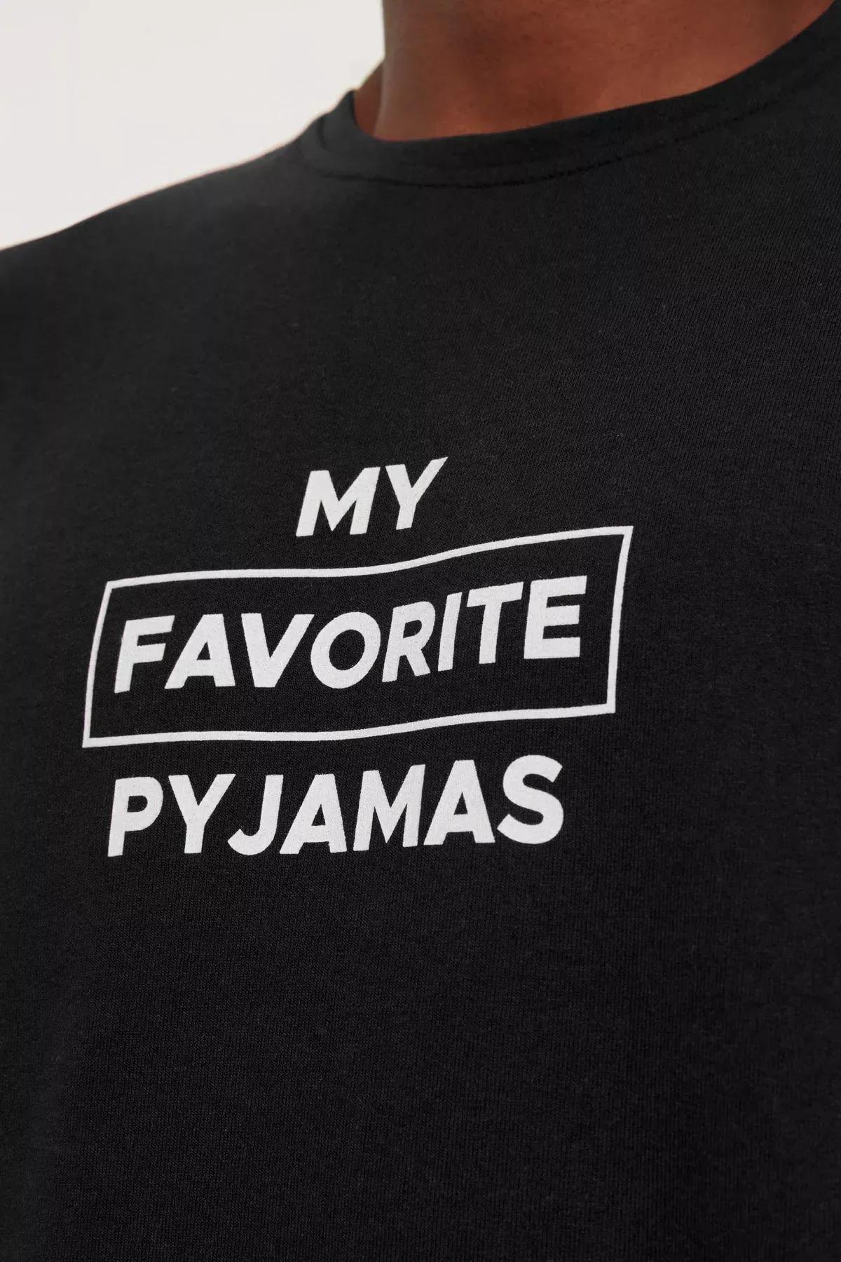 Black Printed Knitted Pyjamas Set, BLACK, medium