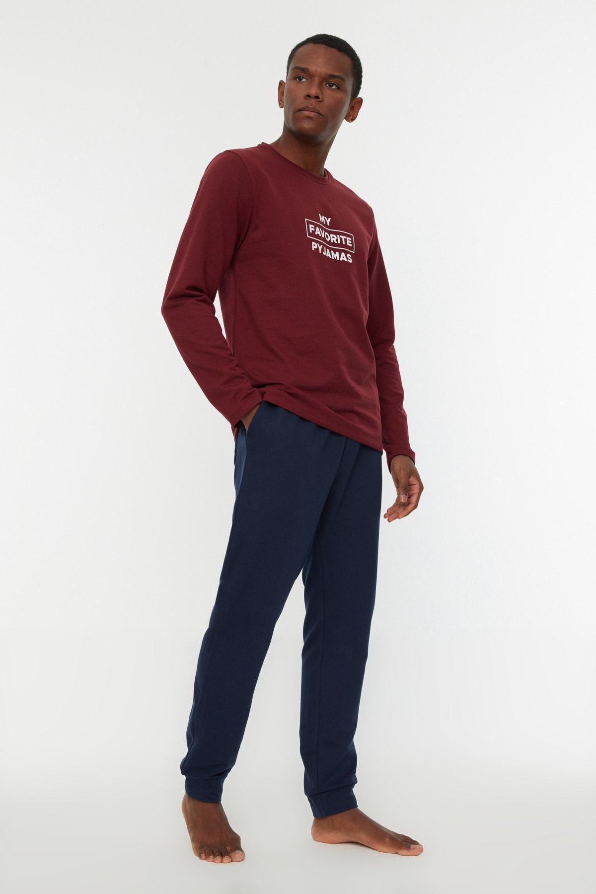Red Graphic Crew Neck Pajama Set, , large image number 0