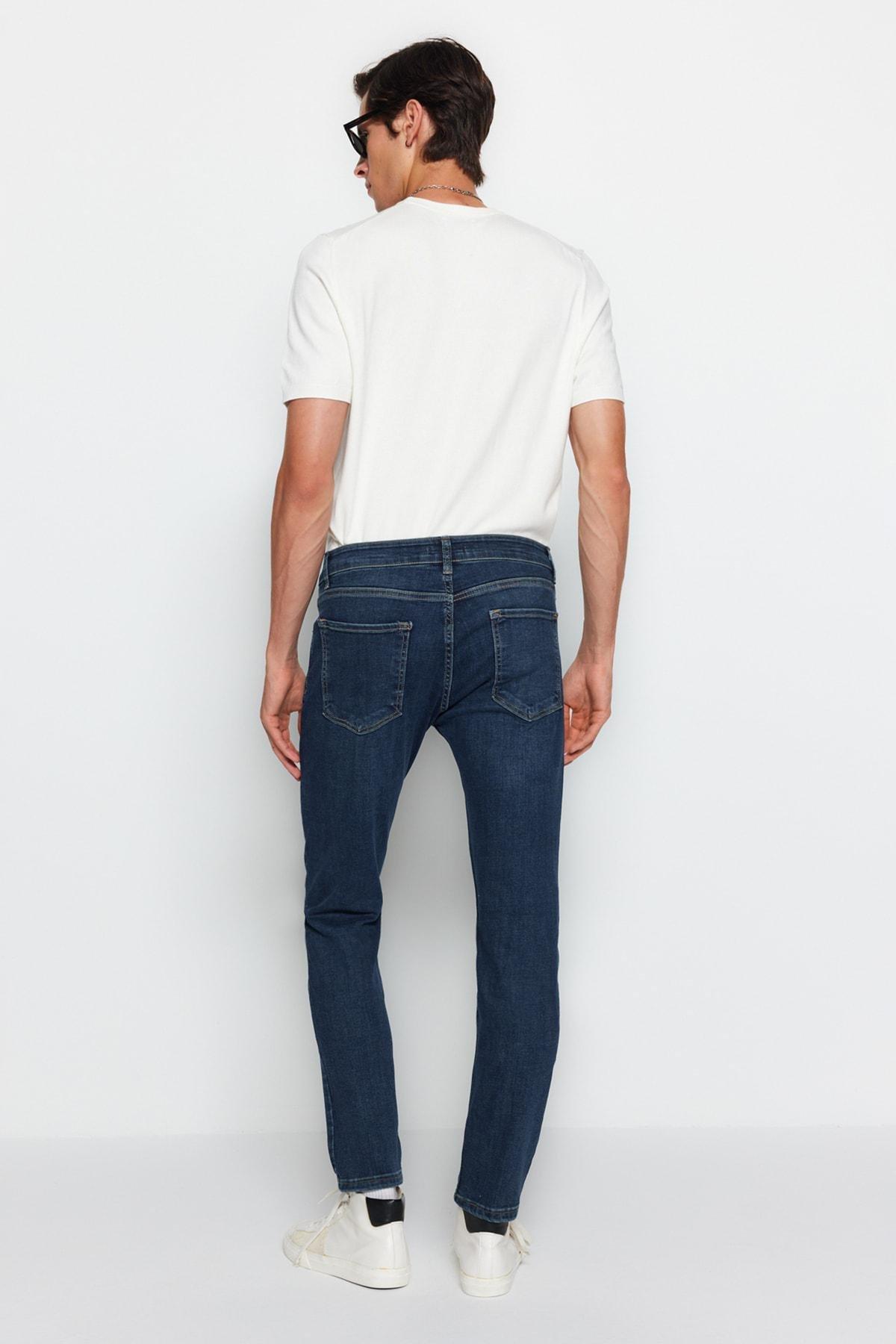 Navy Skinny Fit Jeans Denim Pants, Navy Blue-2003, large image number 4