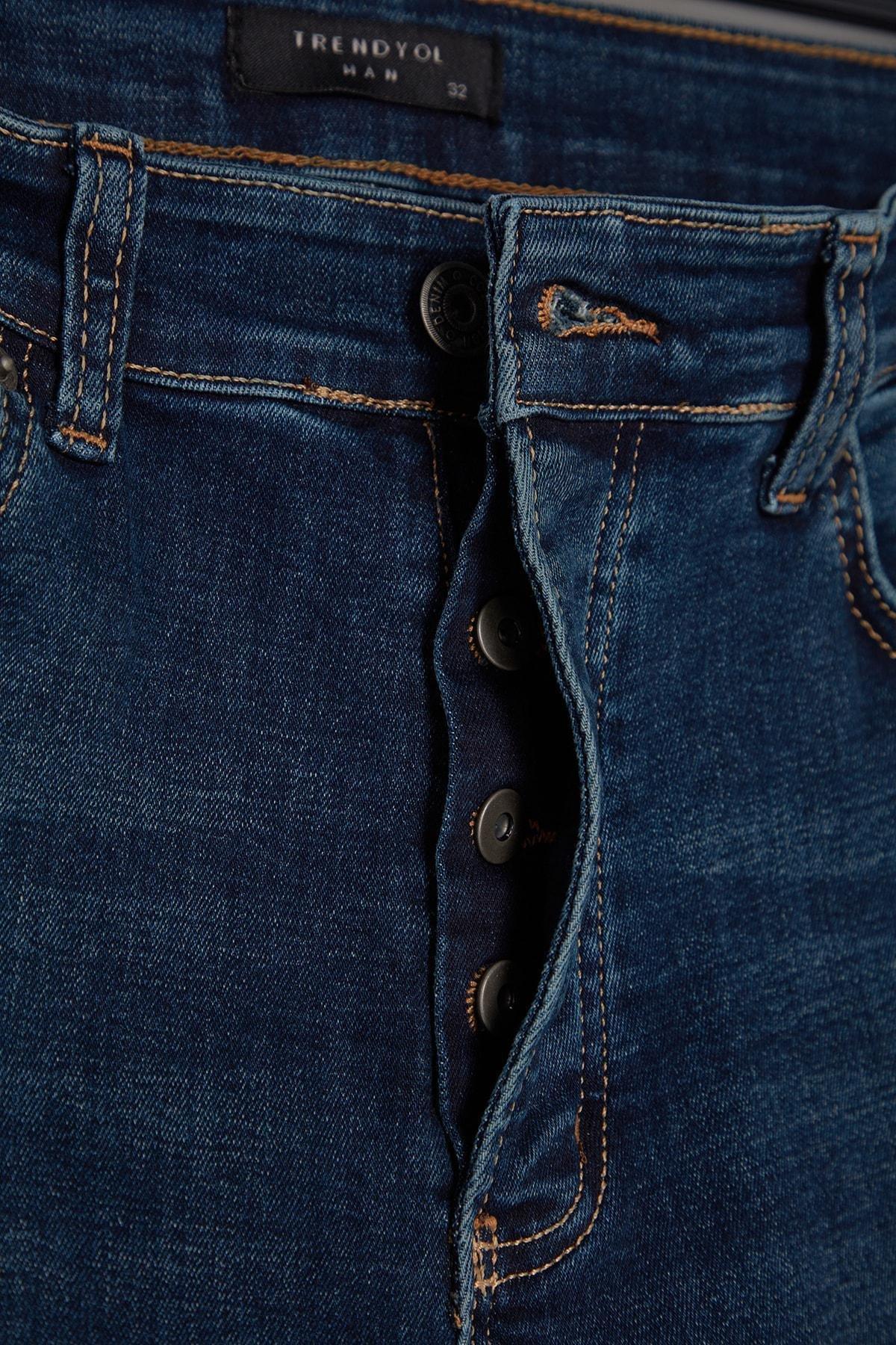 Navy Skinny Fit Jeans Denim Pants, Navy Blue-2003, large image number 6