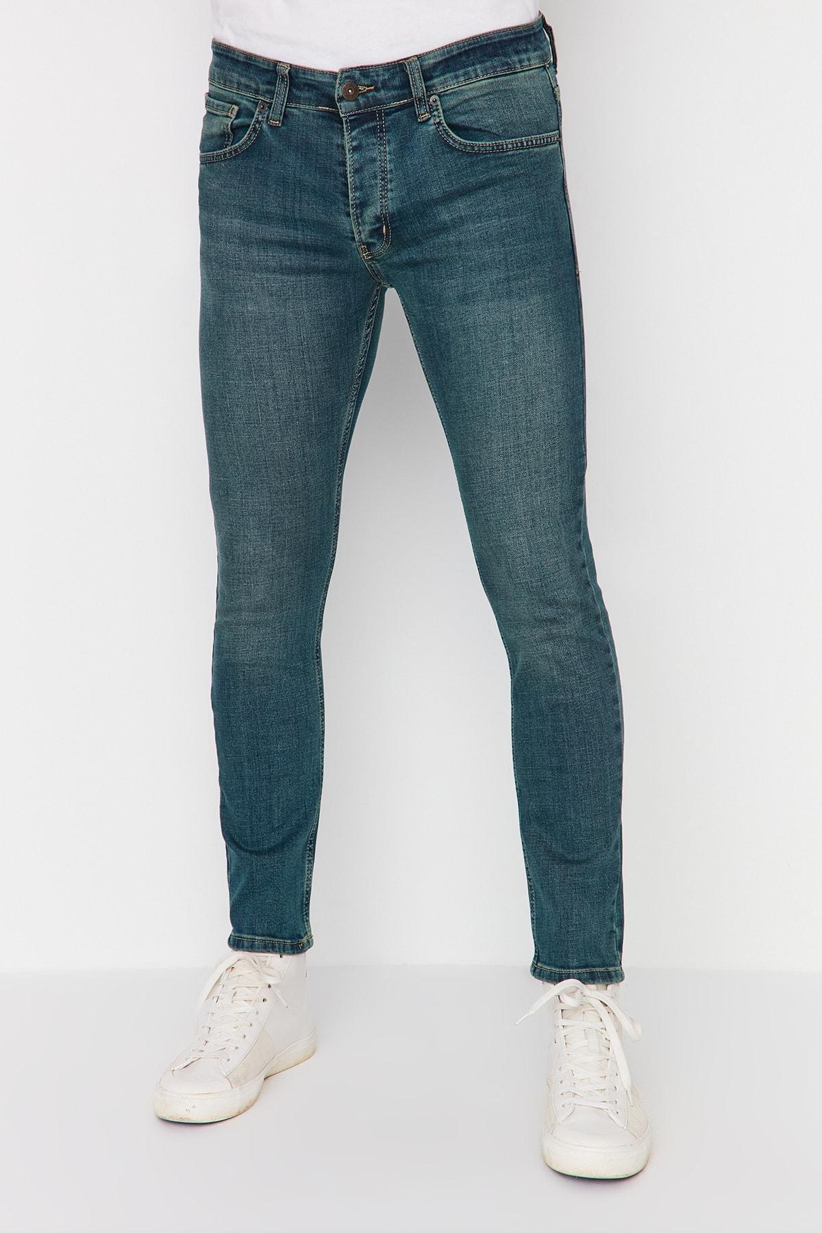 Blue Skinny Mid Waist Jeans, Blue, large image number 0