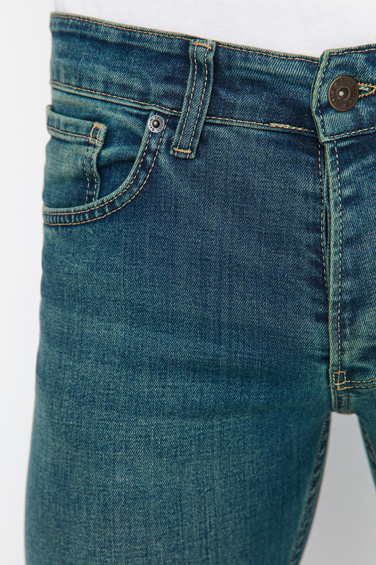 Blue Skinny Mid Waist Jeans, Blue, large image number 2