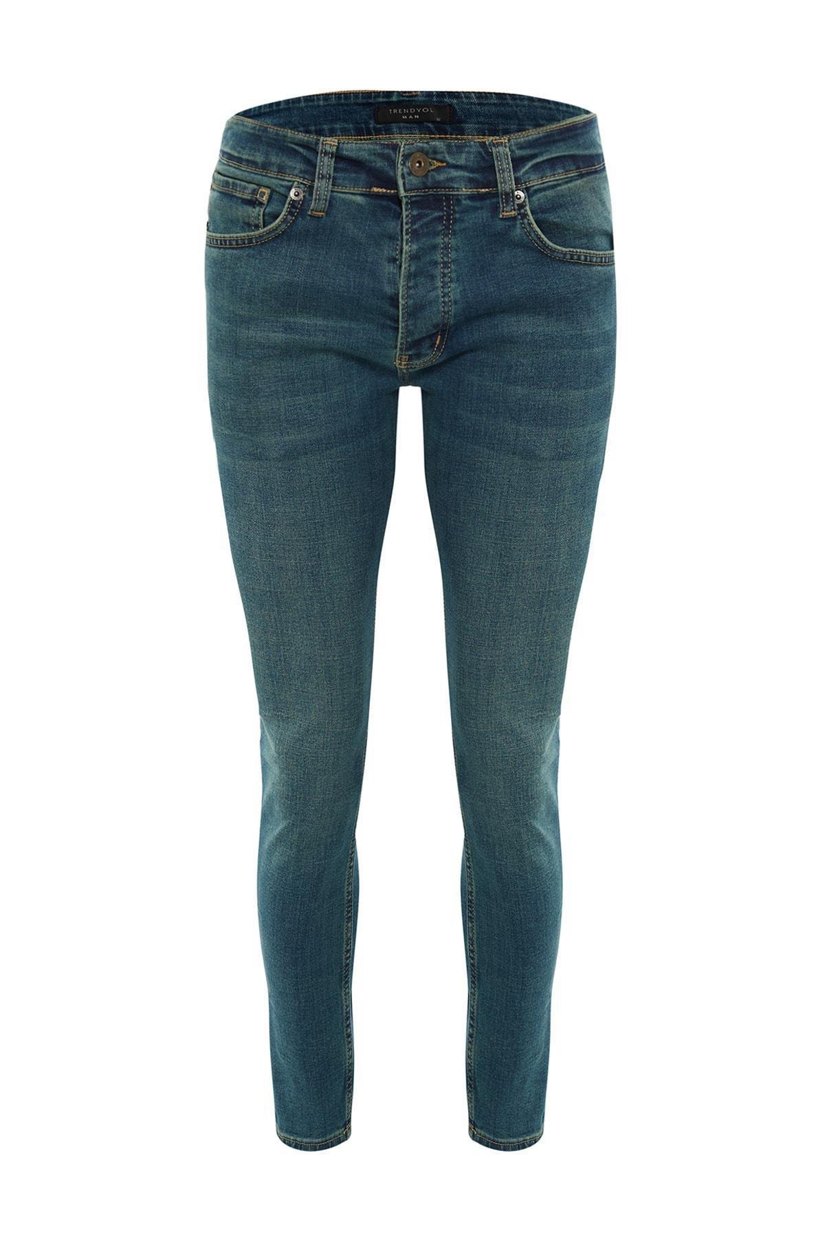 Blue Skinny Mid Waist Jeans, Blue, large image number 6