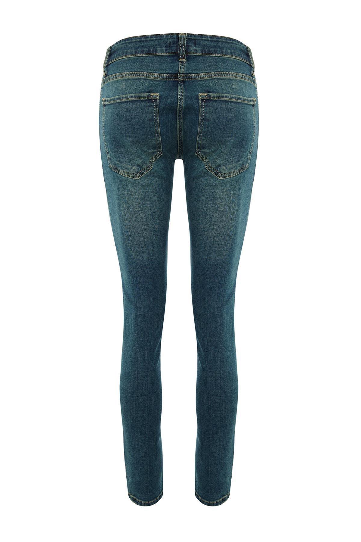 Blue Skinny Mid Waist Jeans, Blue, large image number 8