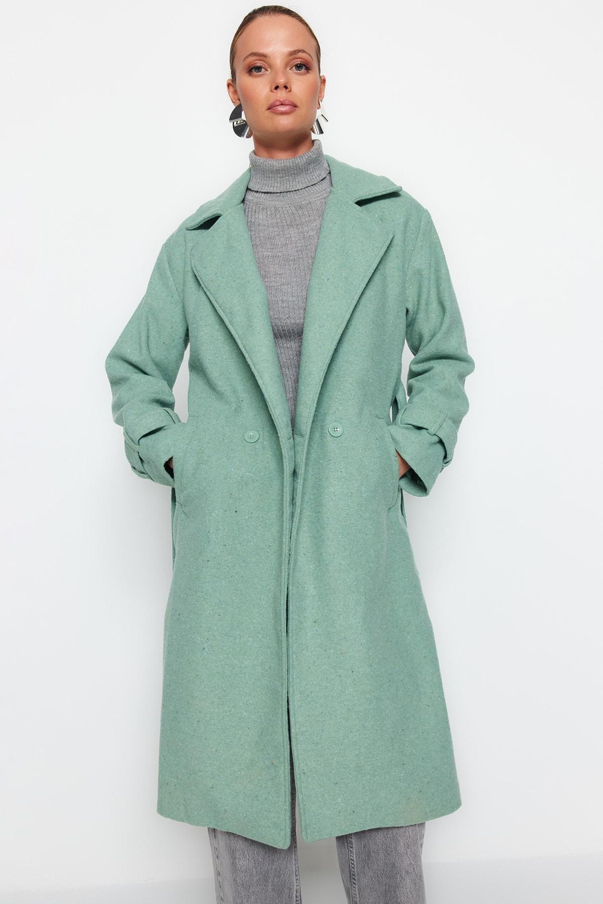 Green Double Breasted Coat, , large image number 1