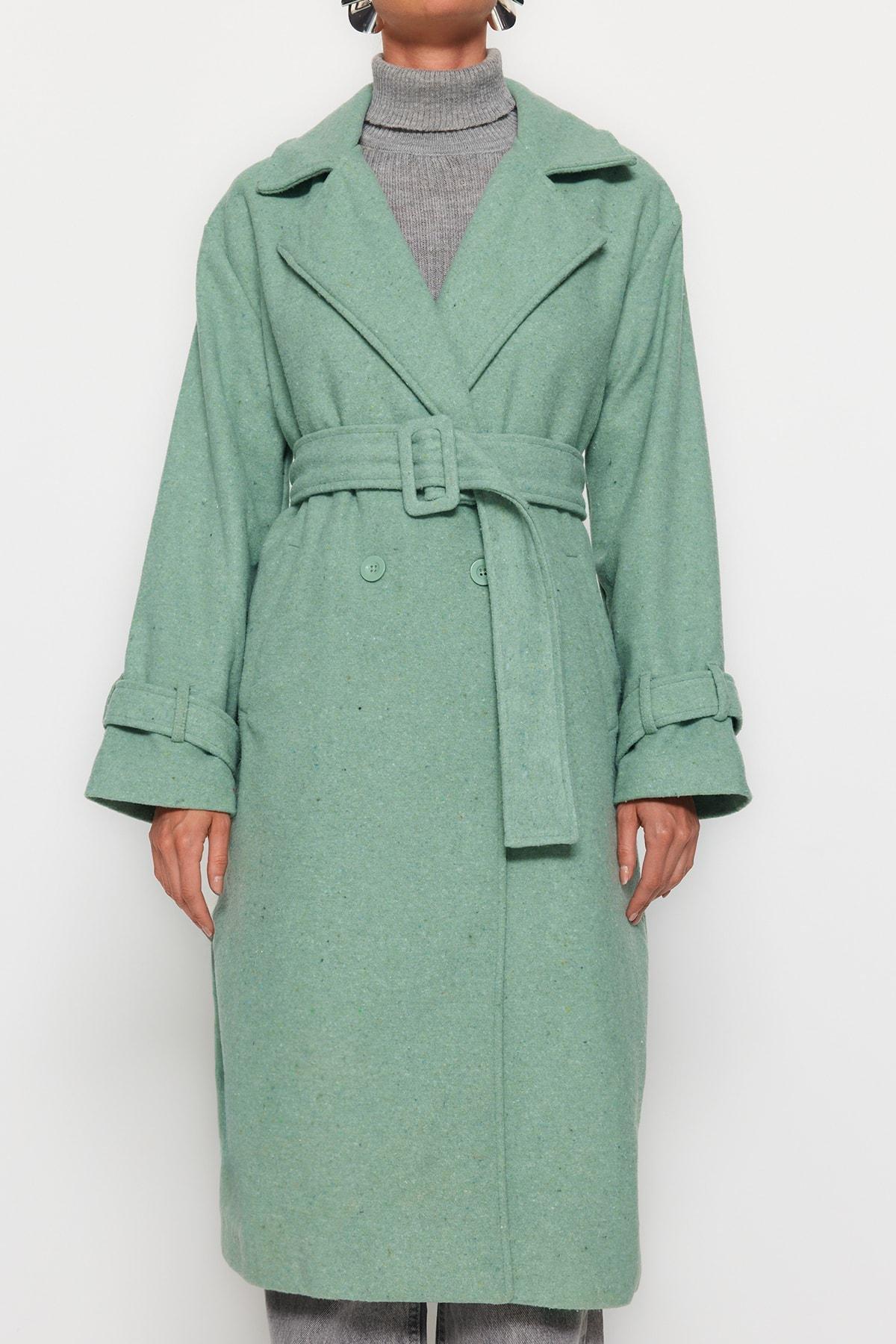 Green Double Breasted Coat, , large image number 3