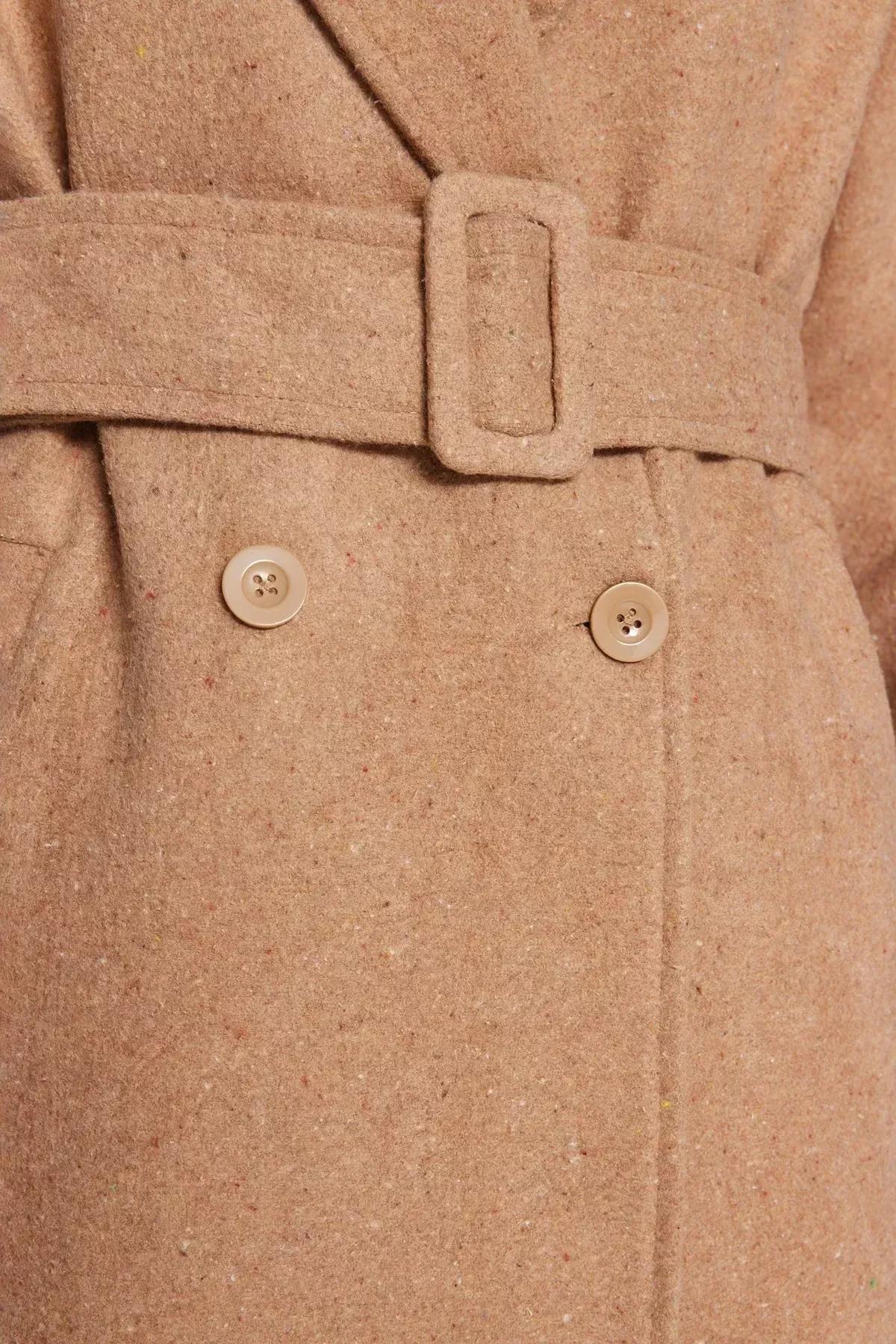 Grey Oversized Belted Long Wool Coat, , large image number 12