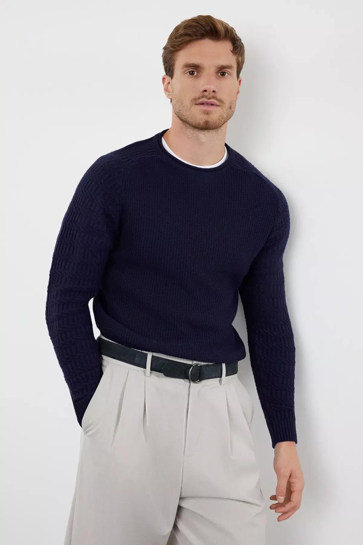 Blue  Slim Fit Sweater, Navy blue, medium