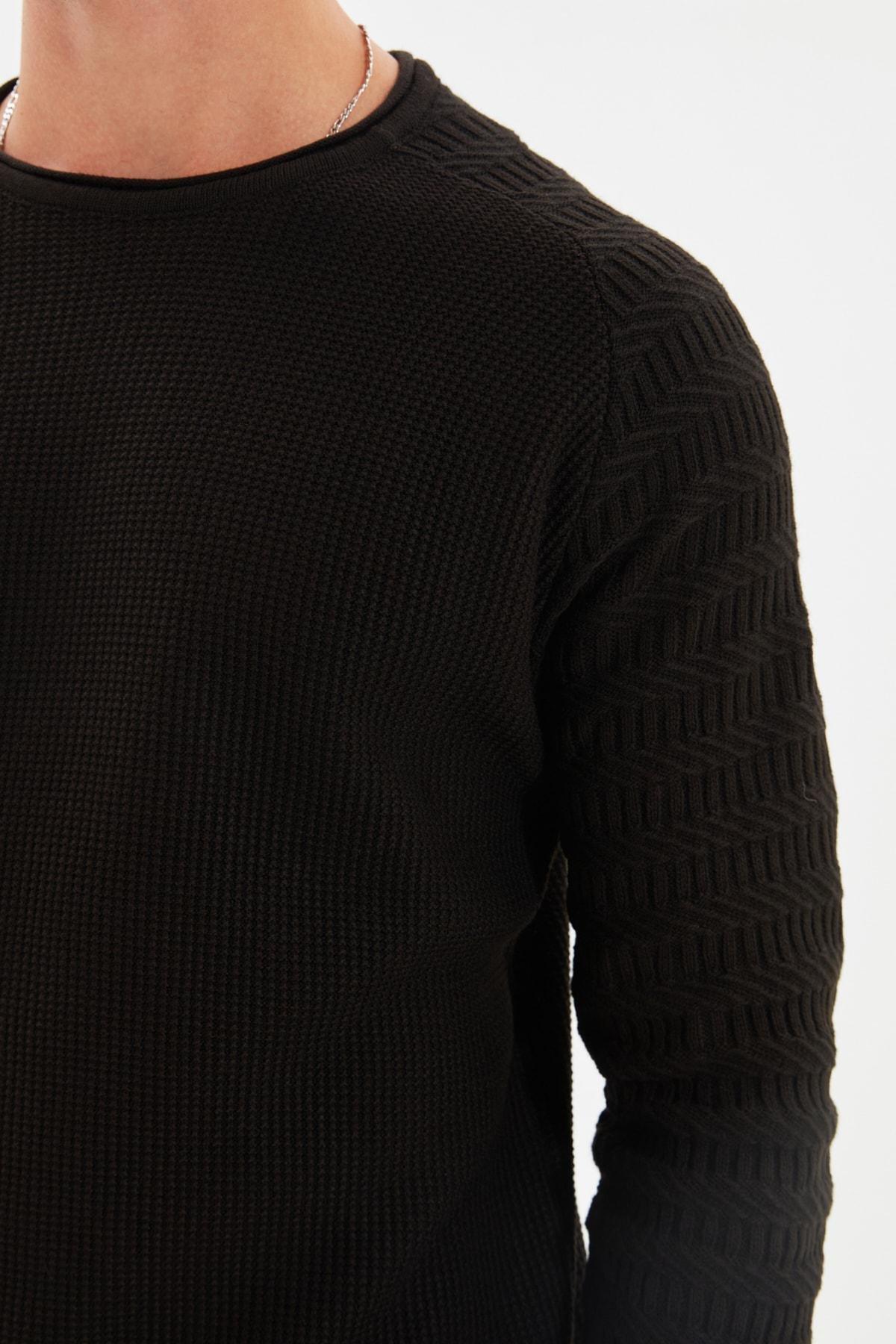 Black Slim Crew Neck Sweater, , large image number 3