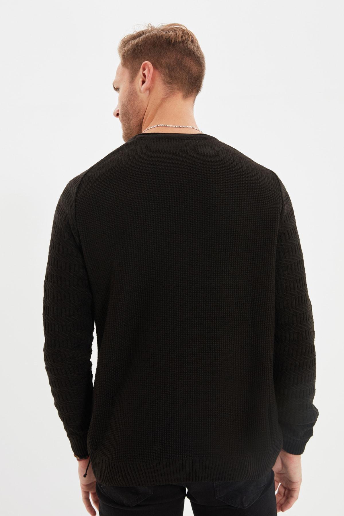 Black Slim Crew Neck Sweater, Black, large image number 4
