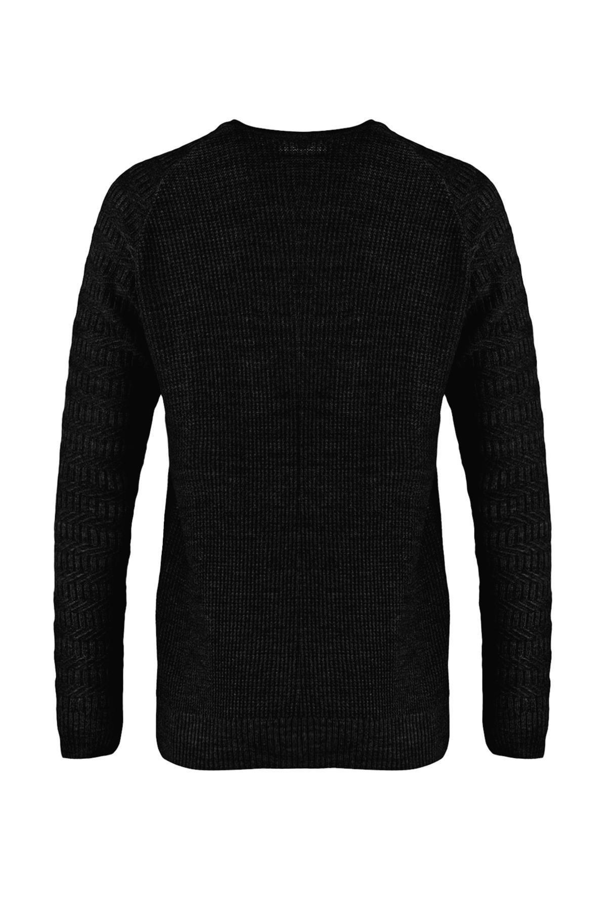 Black Slim Crew Neck Sweater, Black, large image number 5