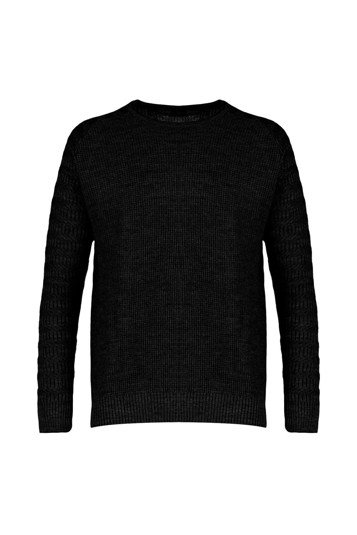 Trendyol - Black Slim Crew Neck Sweater