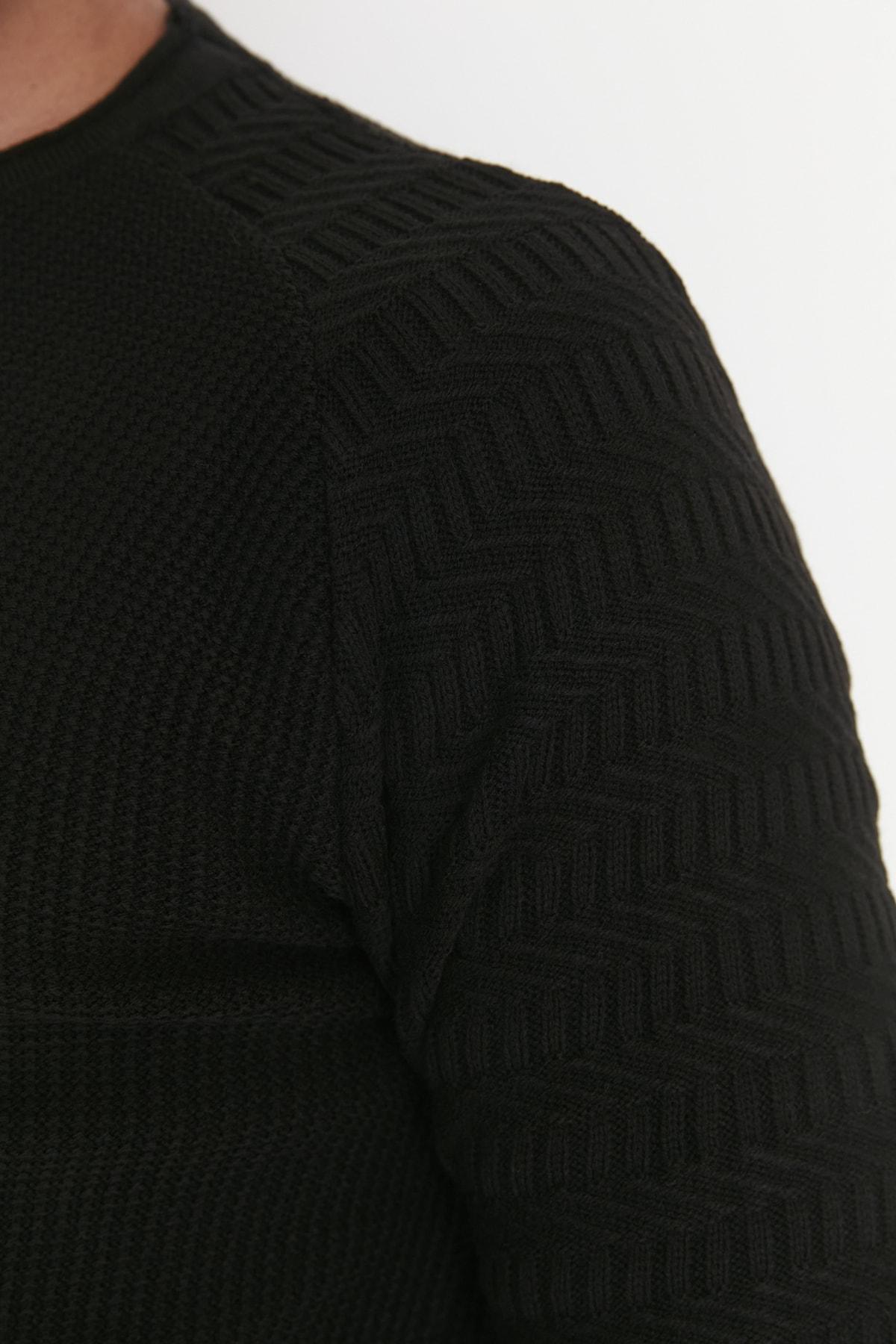 Black Slim Crew Neck Sweater, Black, large image number 7