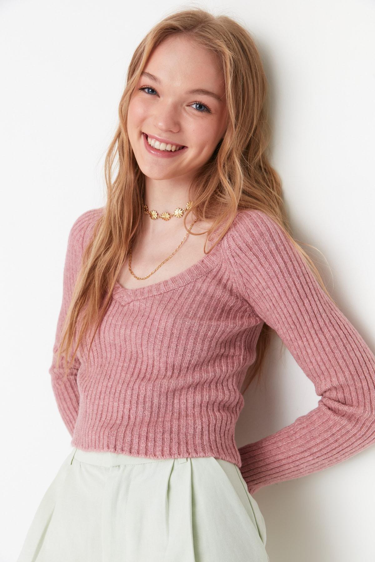 Pink Fitted Sweater, Pink, large image number 0