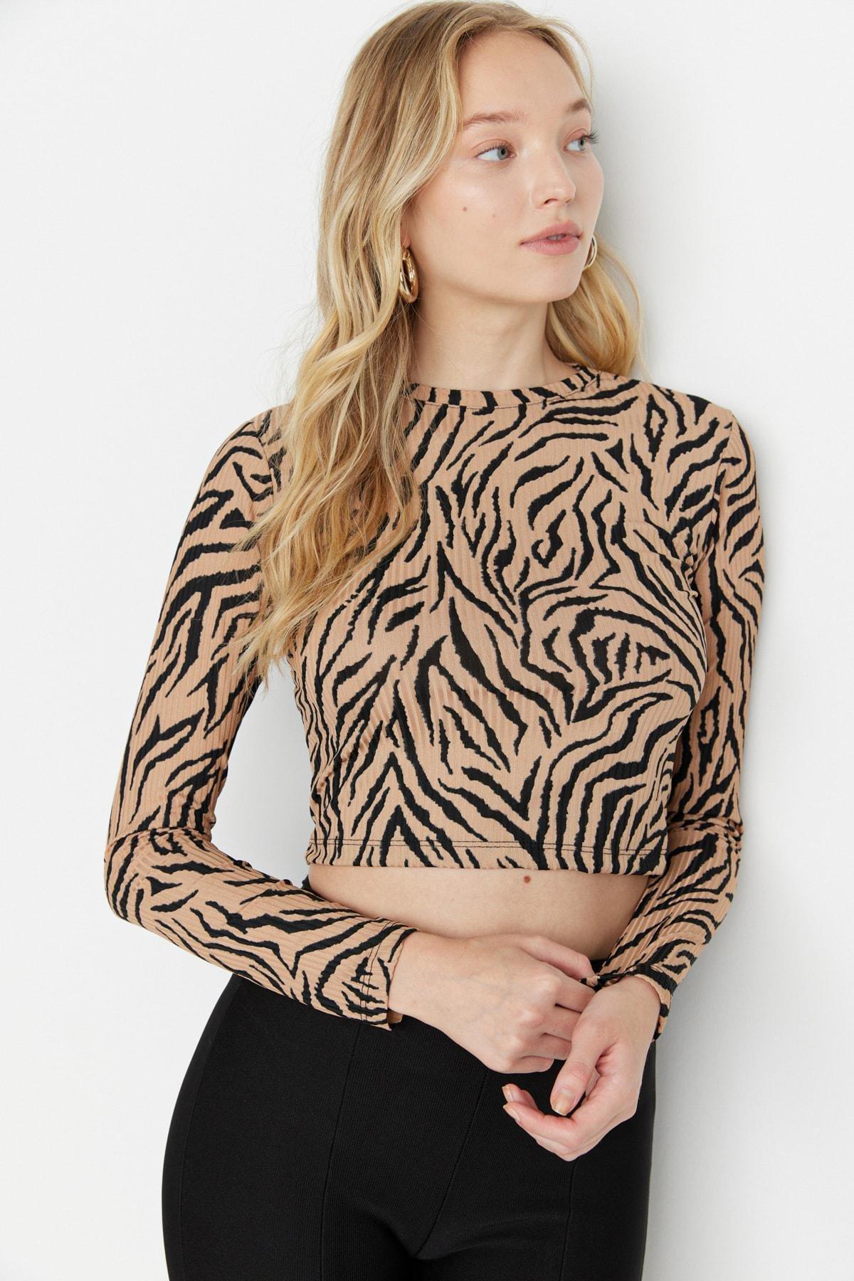 Multicolour Crew Neck Blouse, Multicolor, large image number 4
