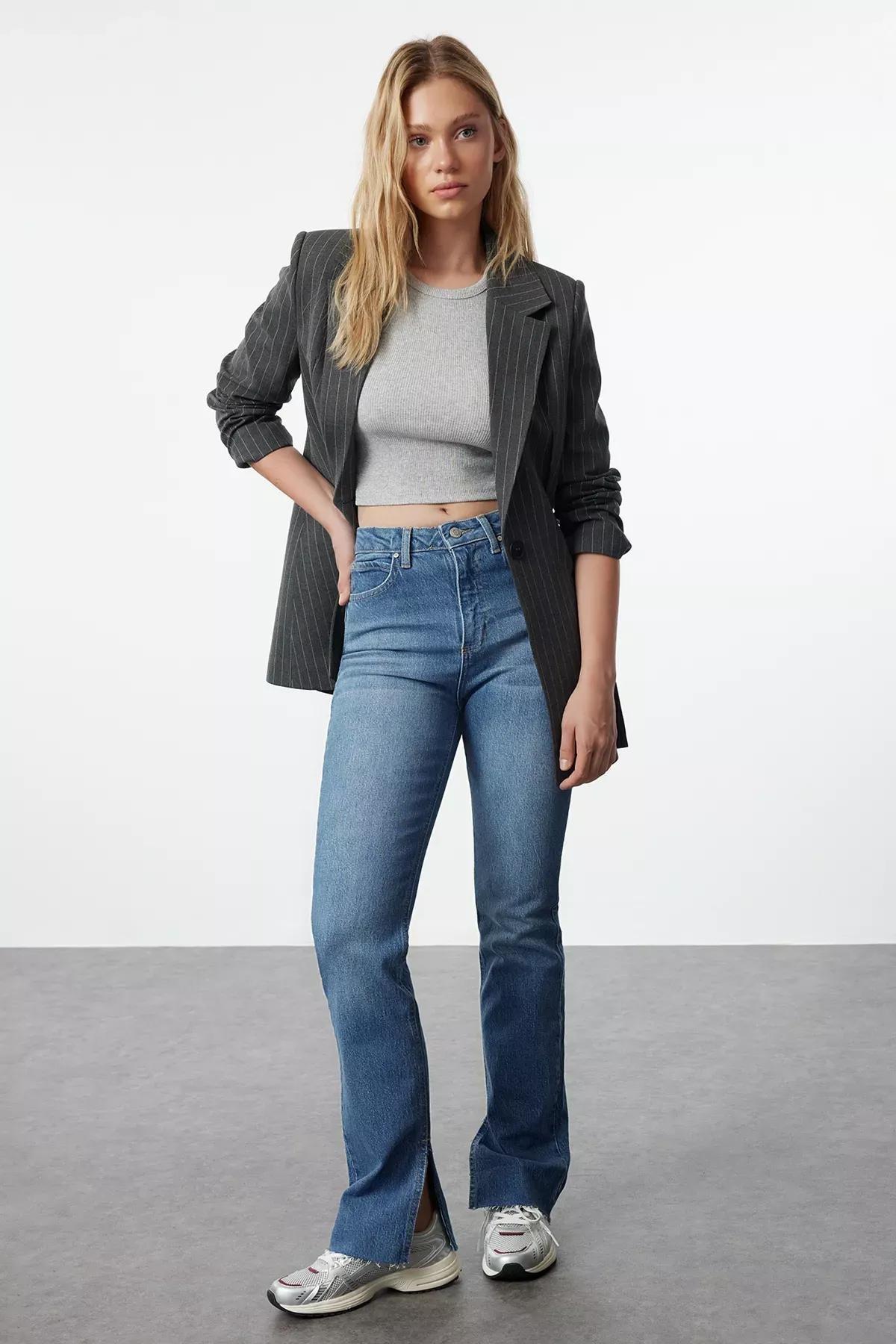 Blue Flare Bootcut Jeans, , medium