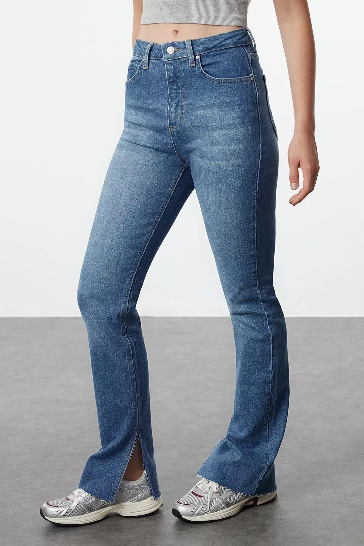 Blue Flare Bootcut Jeans, Dark blue, large image number 3