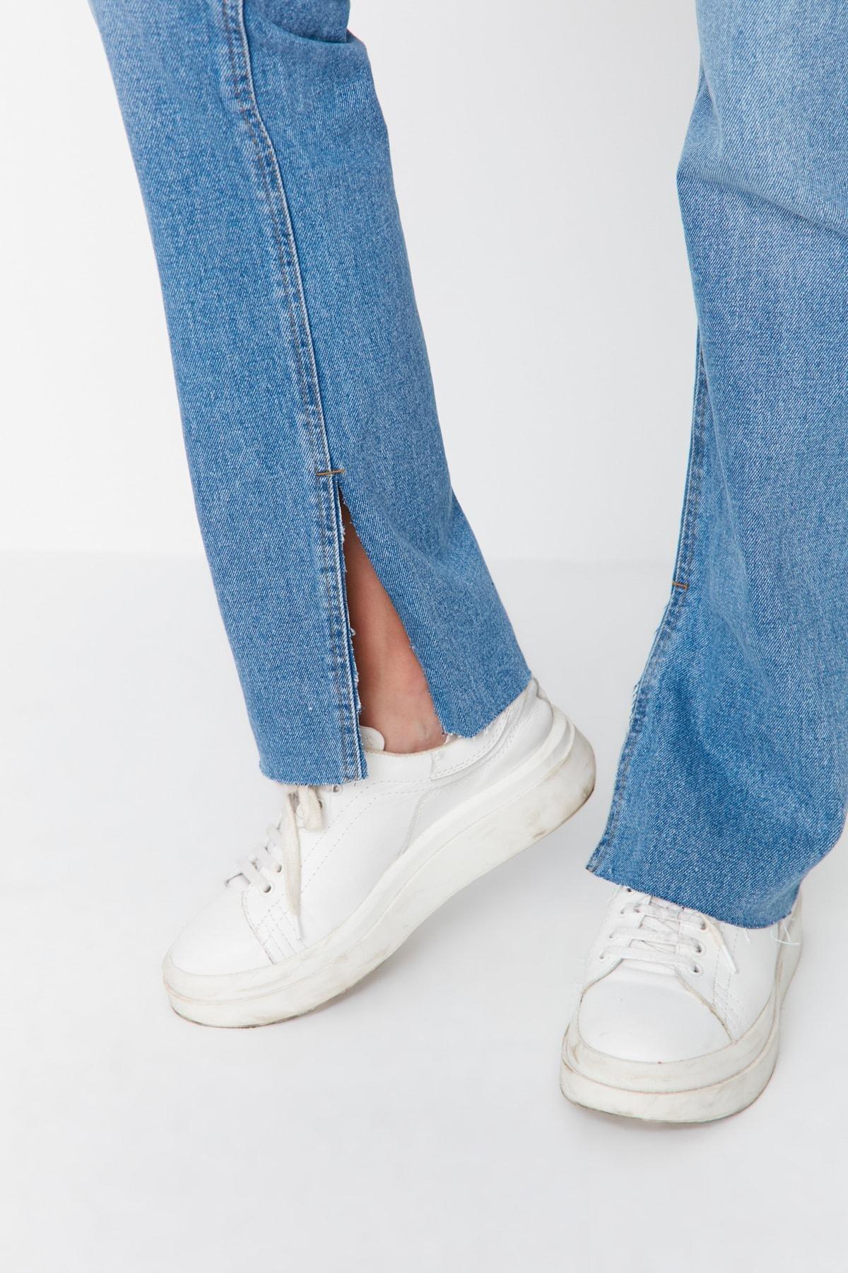 Blue Flare Bootcut Jeans, Dark blue, large image number 4