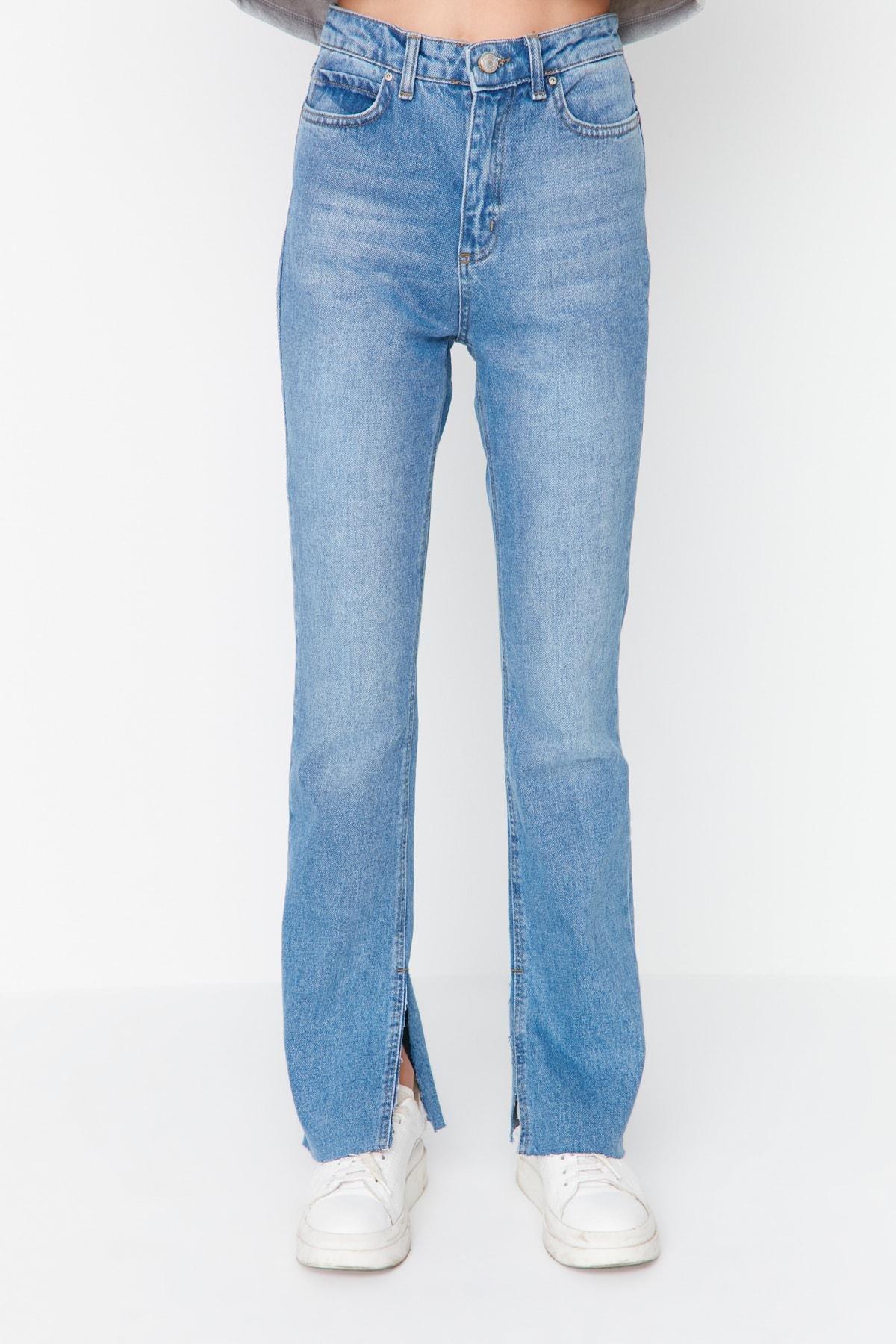 Blue Flare Bootcut Jeans, Dark blue, large image number 6