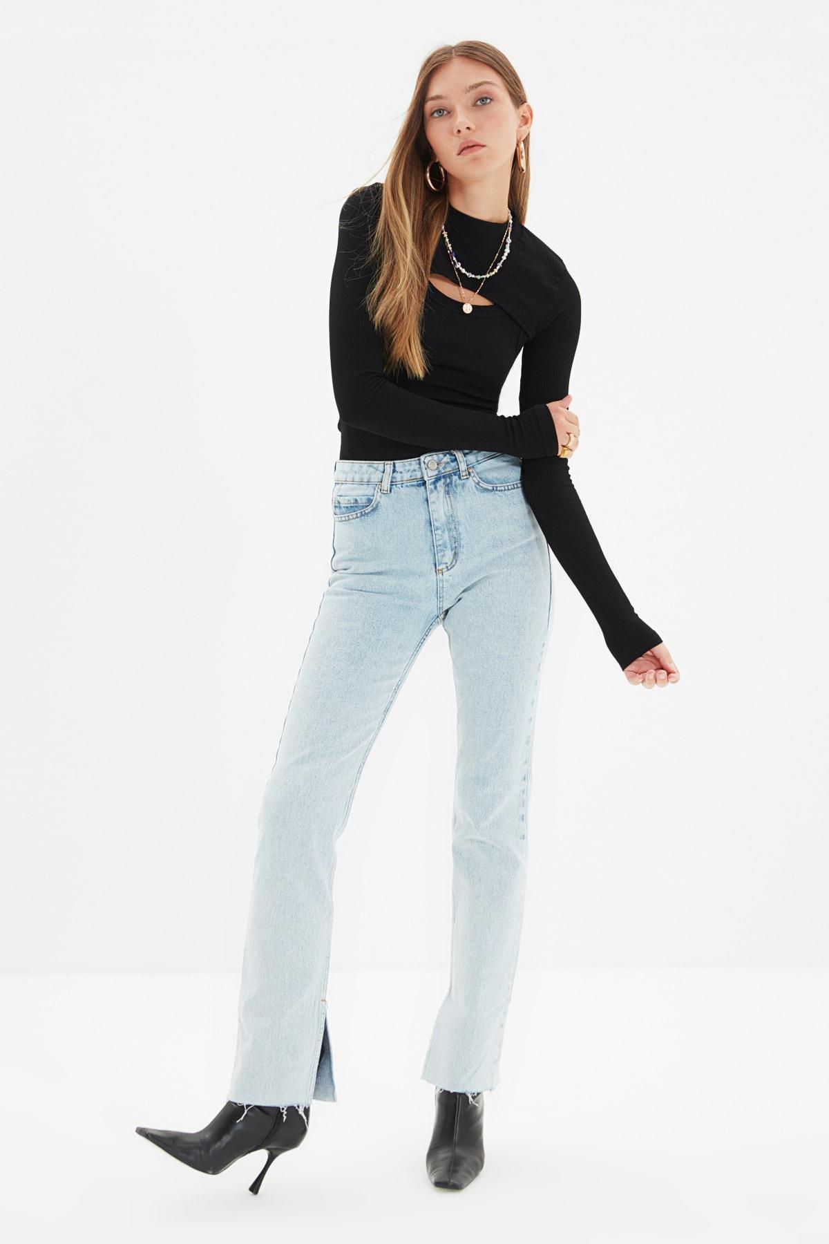 Blue Denim Bootcut Jeans, , large image number 0