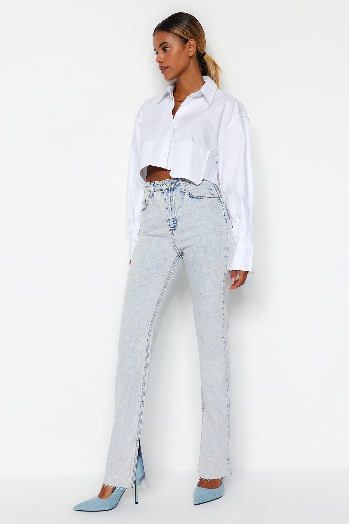 Blue Denim Bootcut Jeans, , large image number 4