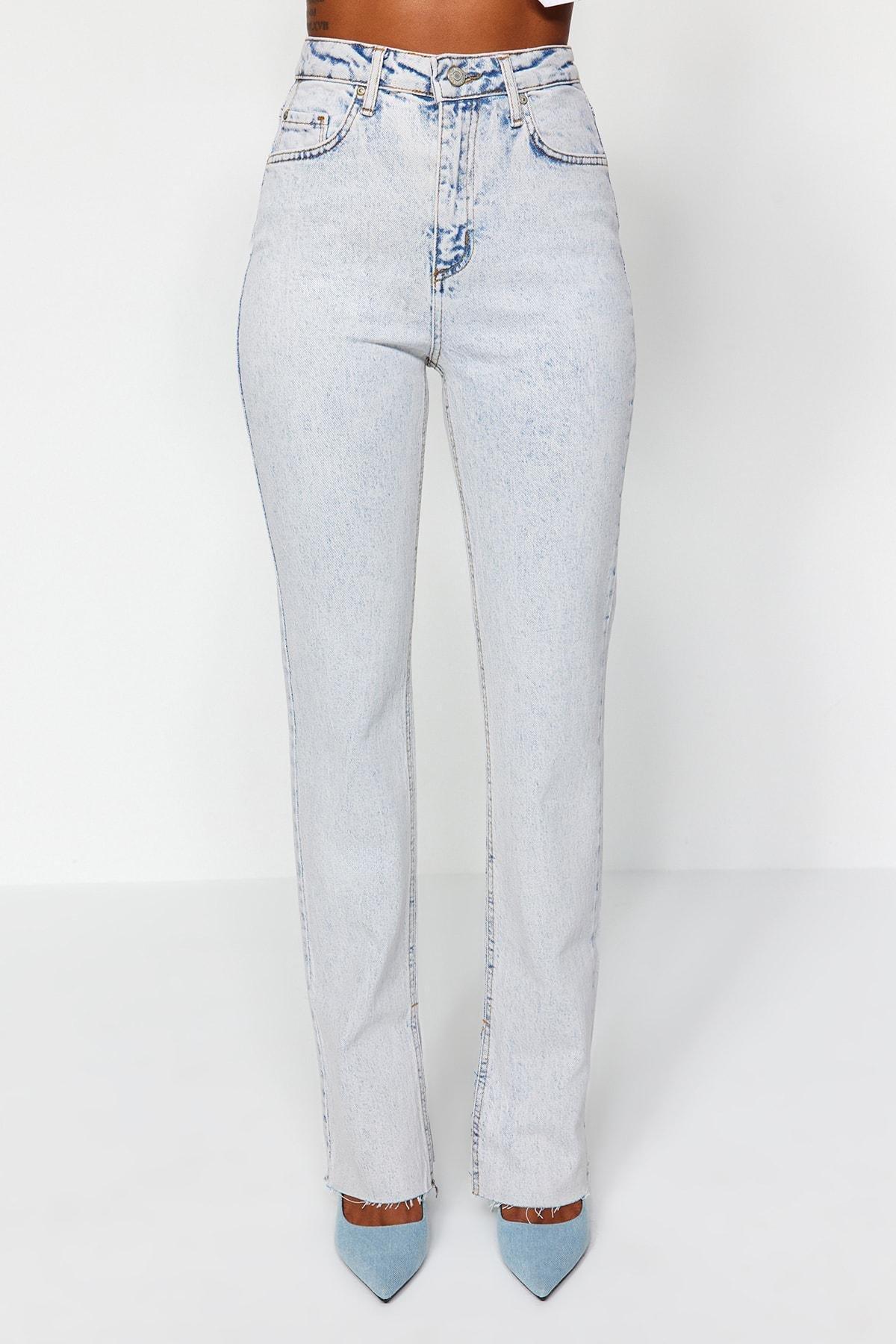 Blue Denim Bootcut Jeans, Blue, large image number 8