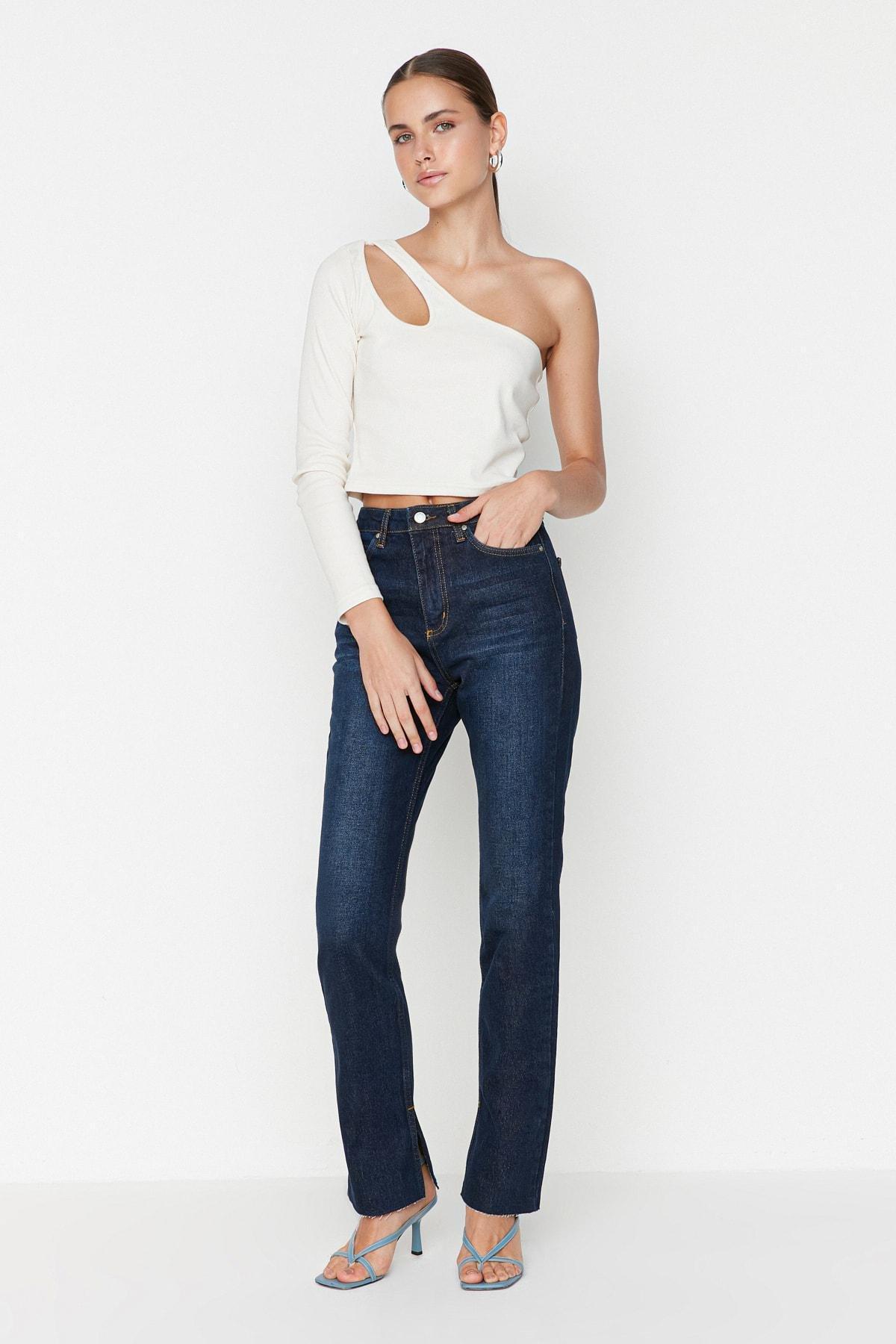 Blue Denim Bootcut Jeans, Blue, large image number 9