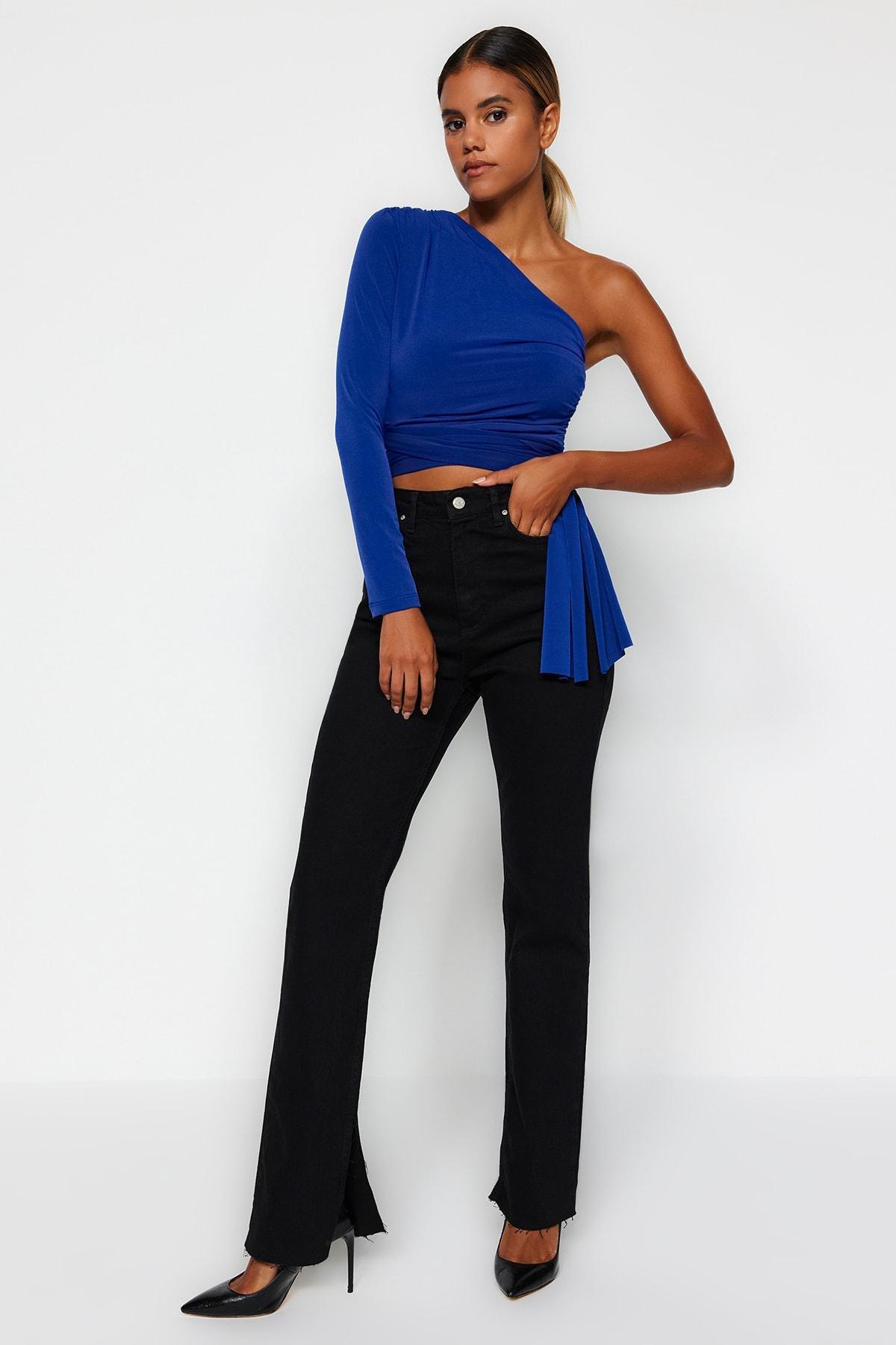 Black Flare Bootcut Jeans, Black, medium