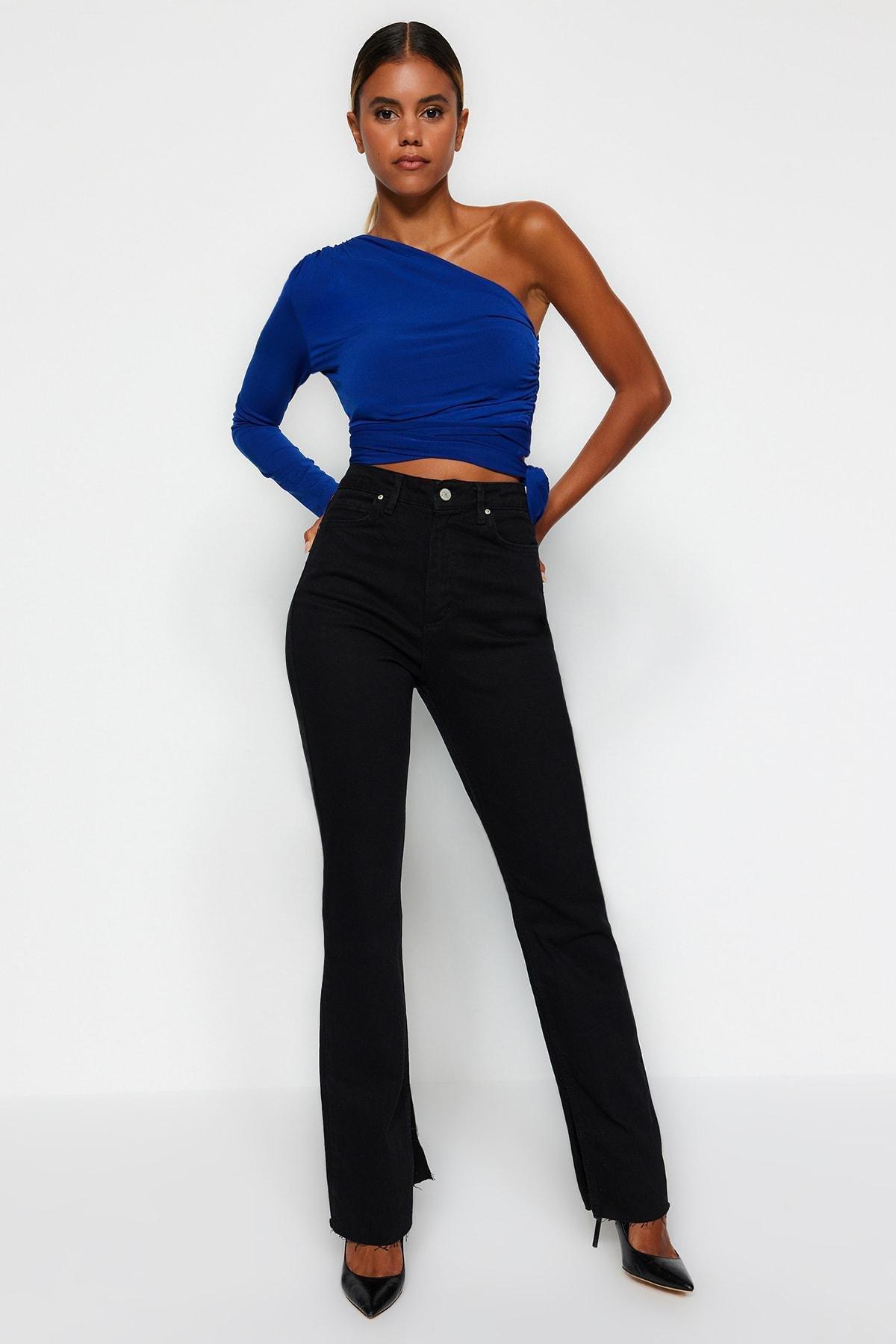 Black Flare Bootcut Jeans, , large image number 2