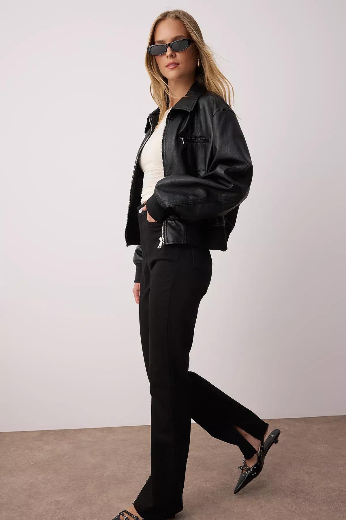 Black Flare Bootcut Jeans, , large image number 3