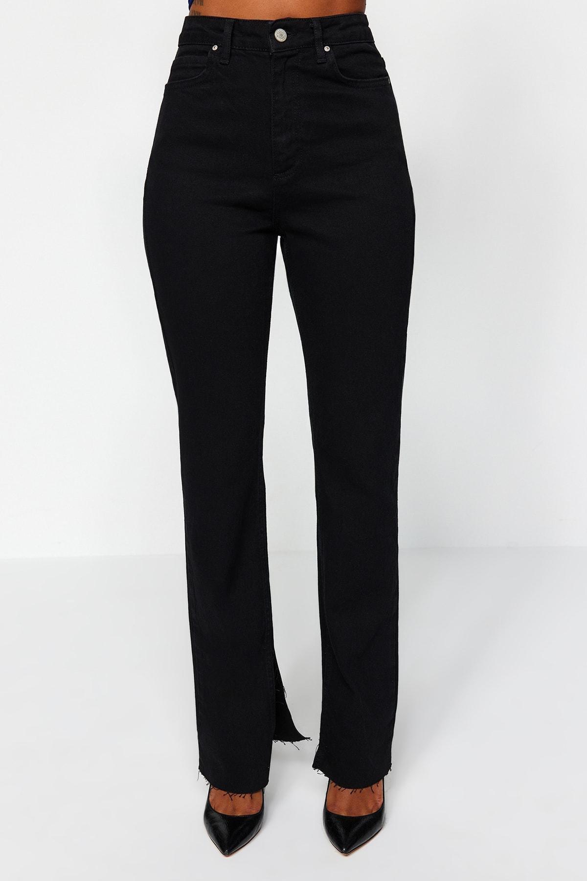 Black Flare Bootcut Jeans, Black, large image number 6