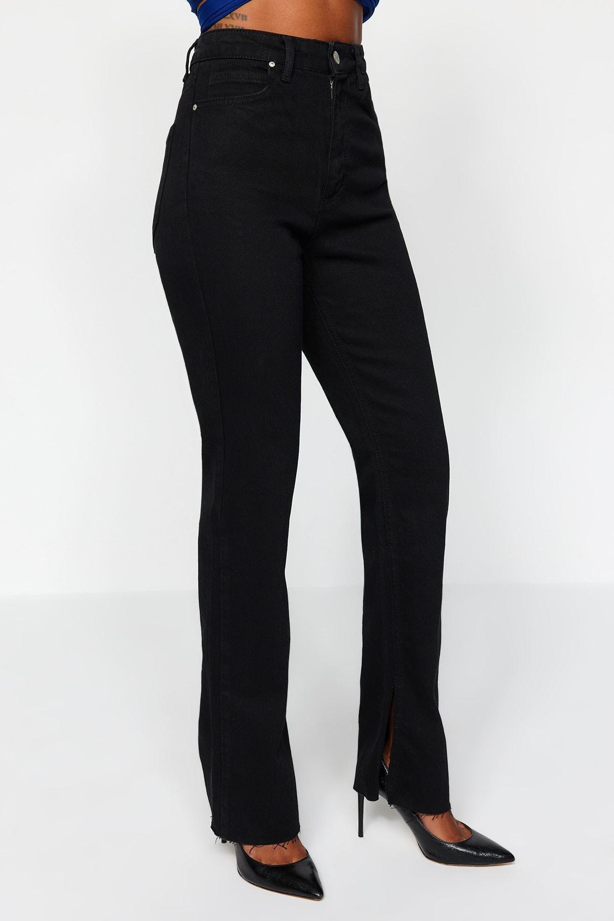 Black Flare Bootcut Jeans, Black, large image number 8