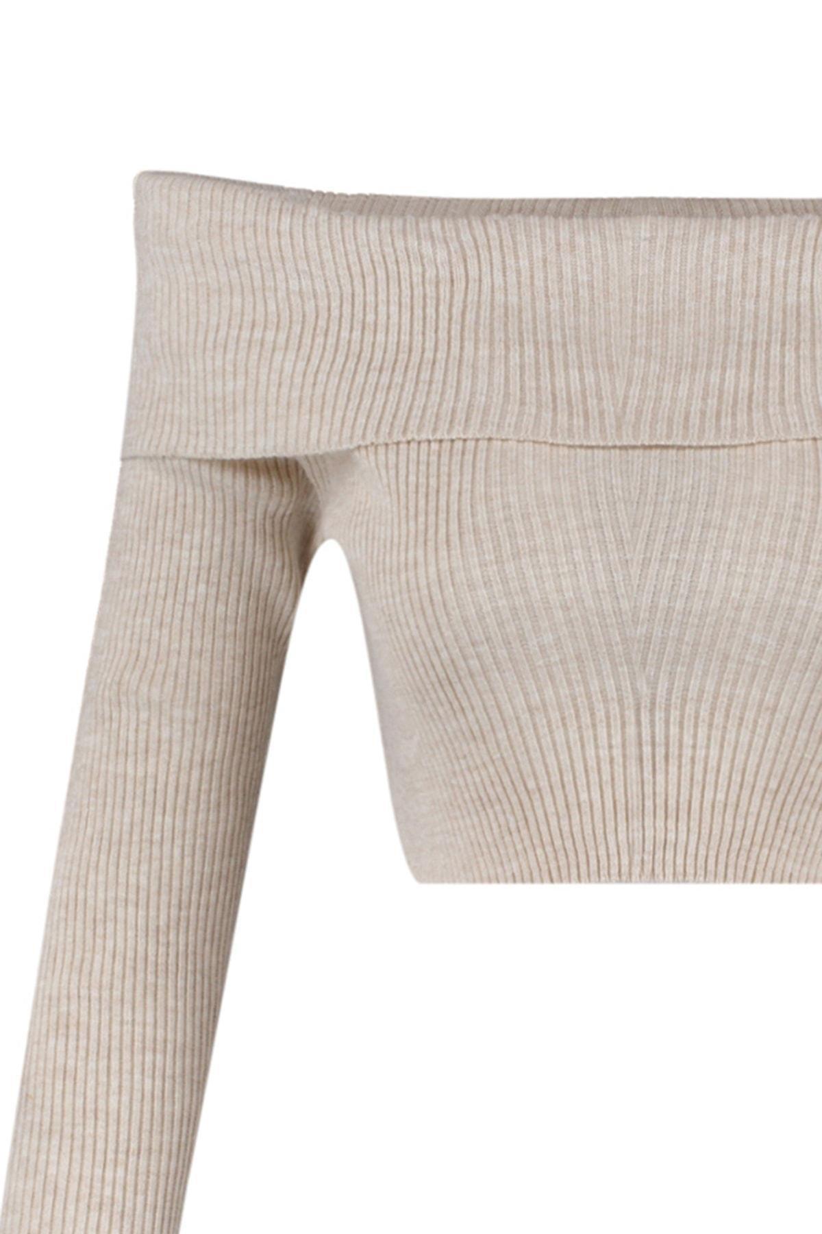 Beige Carmen Collar Sweater, , large image number 7