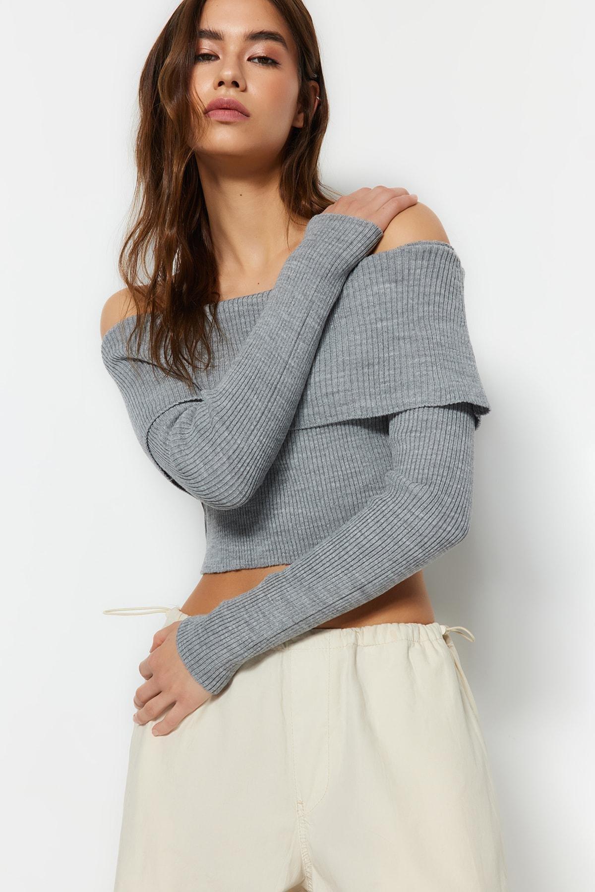Grey Slim Sweater, Gray, large image number 4