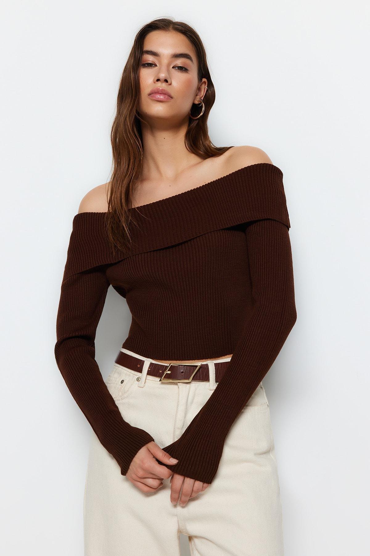 Brown Slim Sweater, , large image number 0