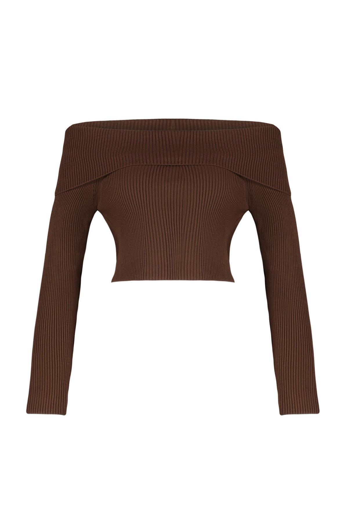 Brown Slim Sweater, , large image number 5