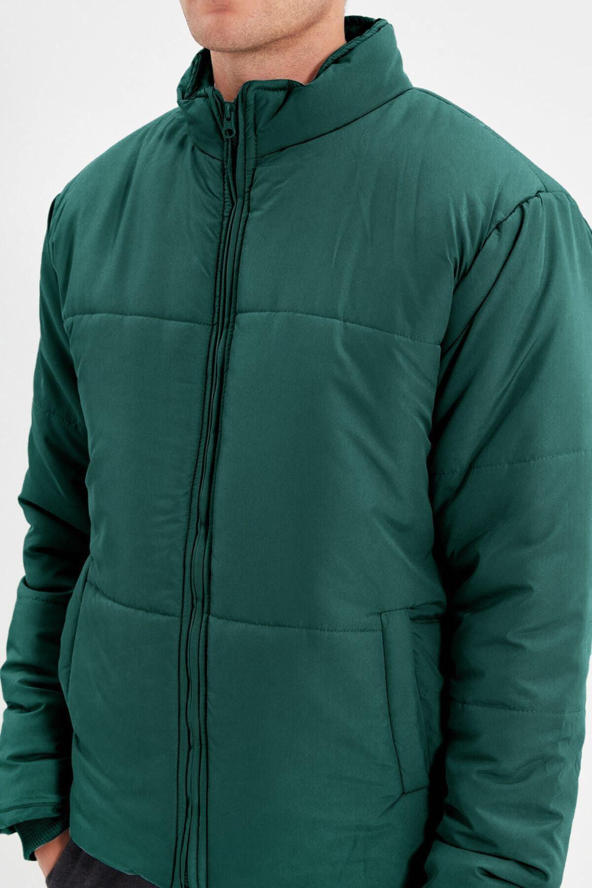 Dark Green Regular Fit Pocket Wind and Water Resistant Puffer Jacket TMNAW22MO0091, single, , large image number 3