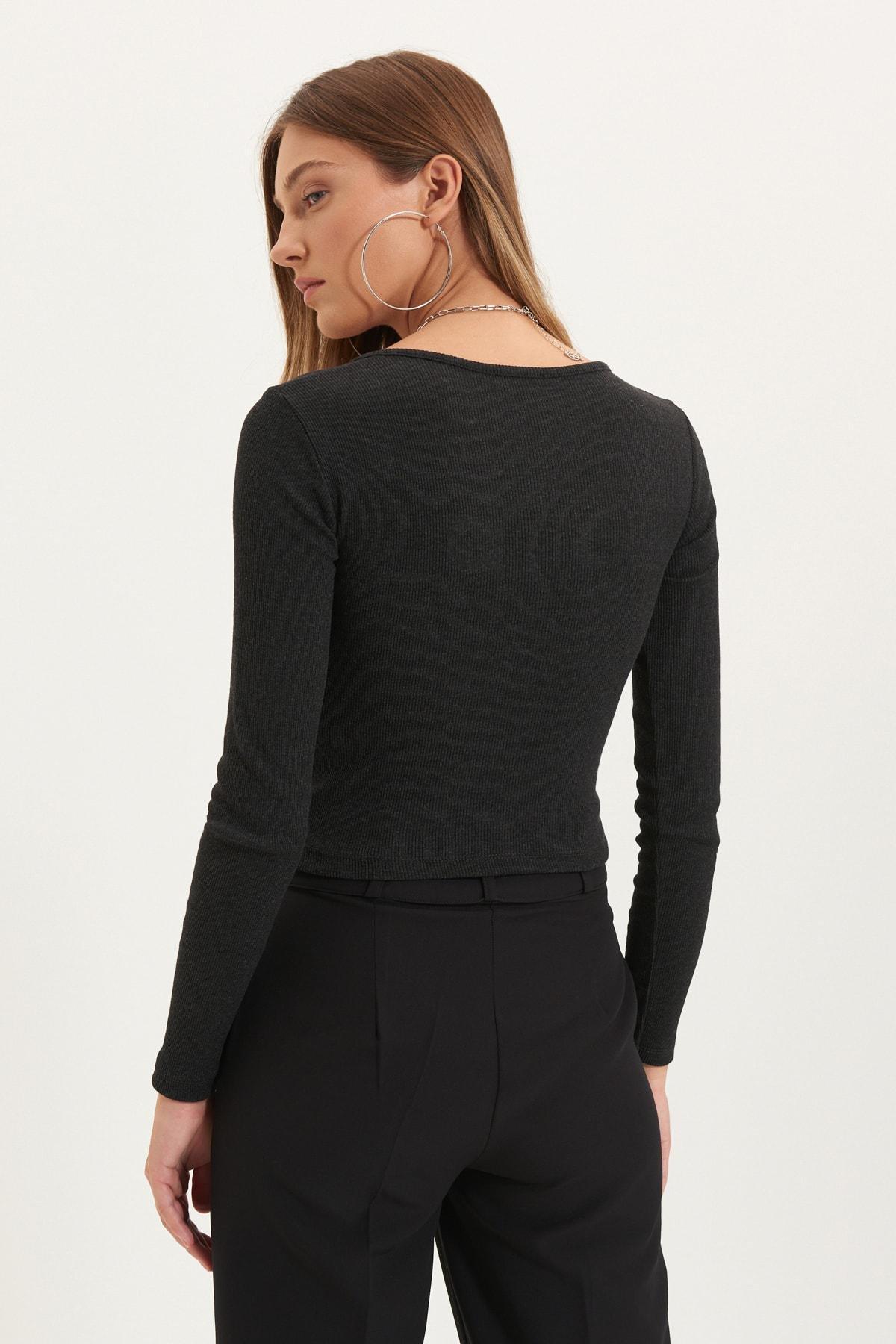 Grey Fitted Blouse, , large image number 4
