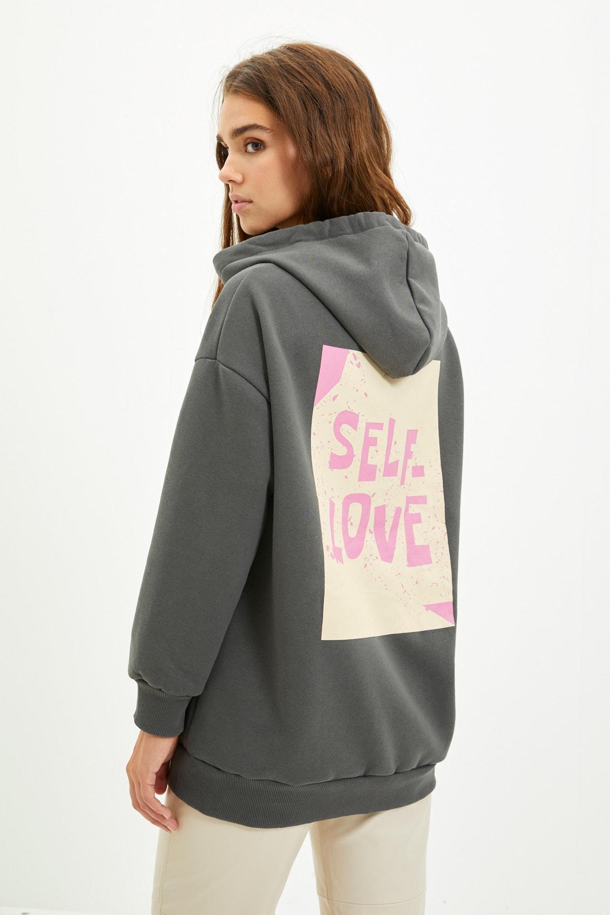Grey Oversize Hooded Sweatshirt, , large image number 0