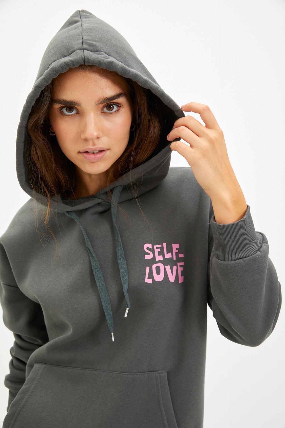 Grey Oversize Hooded Sweatshirt, , large image number 1
