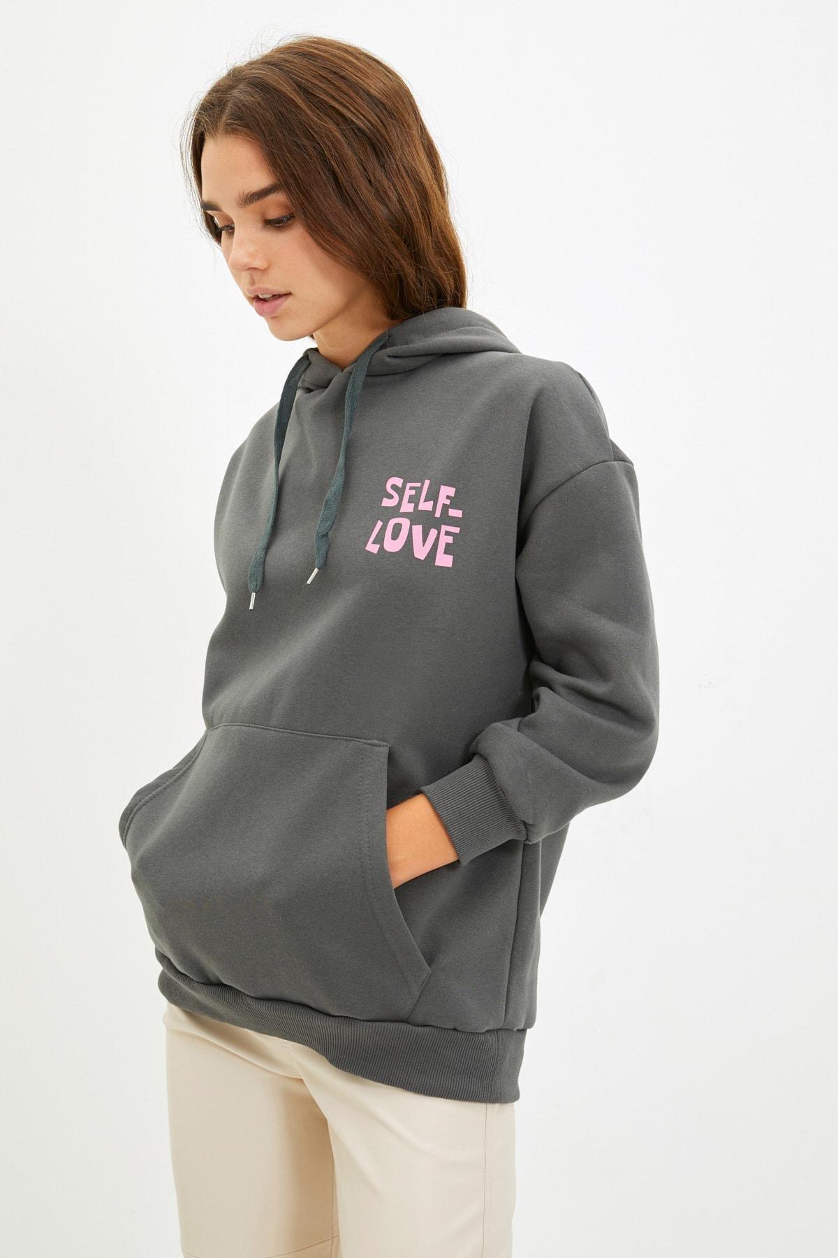 Grey Oversize Hooded Sweatshirt, , large image number 3