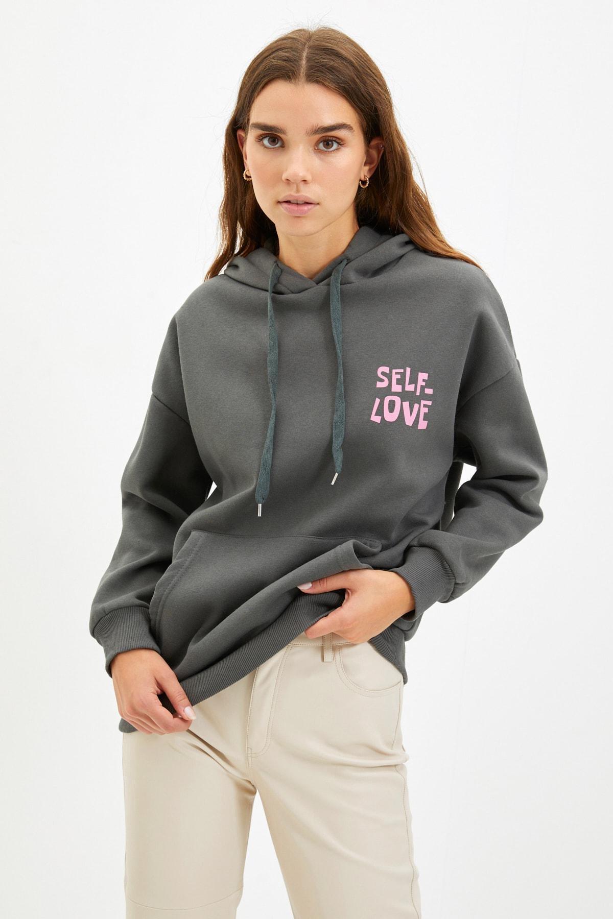Grey Oversize Hooded Sweatshirt, , large image number 4