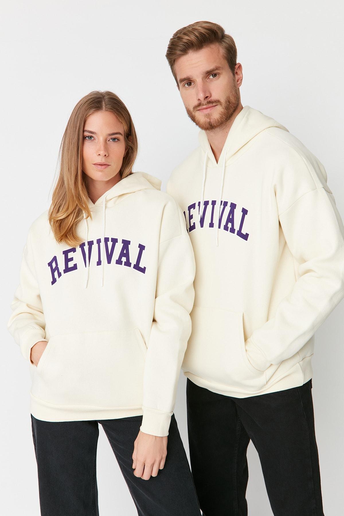 Beige Hooded Oversize Sweatshirt, , large image number 0