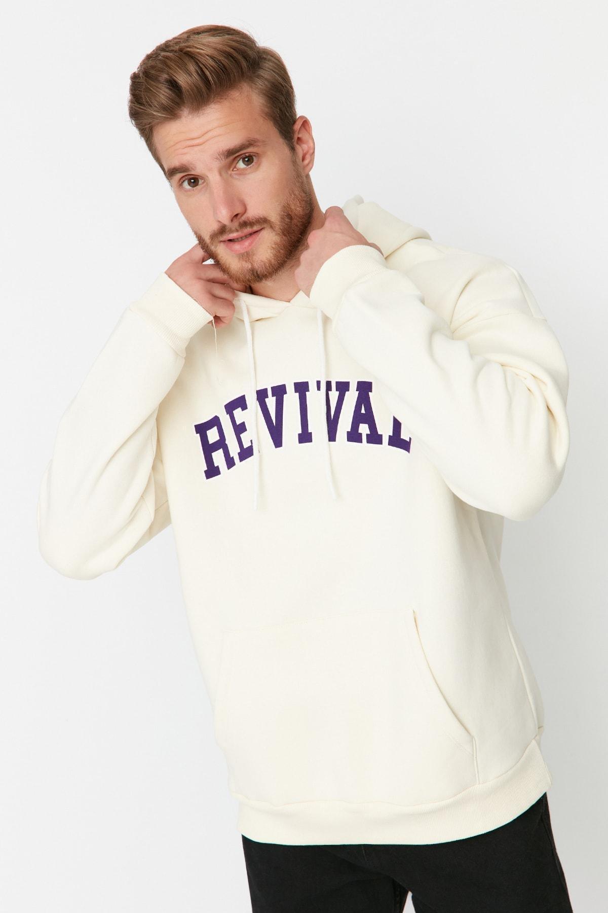 Beige Hooded Oversize Sweatshirt, , large image number 2