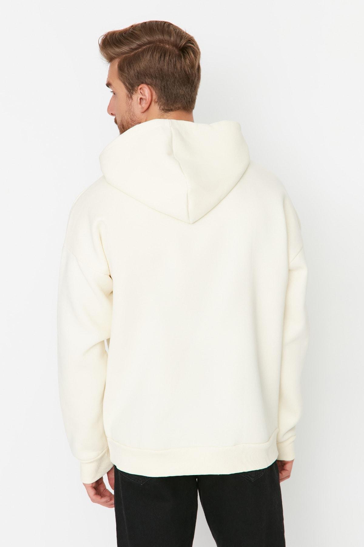 Beige Hooded Oversize Sweatshirt, , large image number 6
